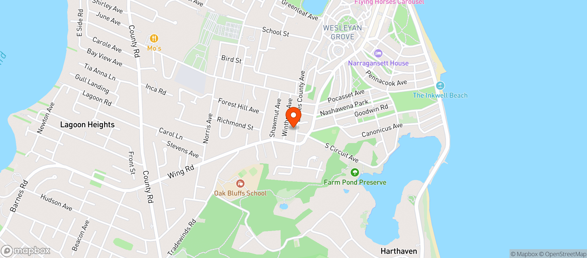 Map showing tony's market oak bluffs