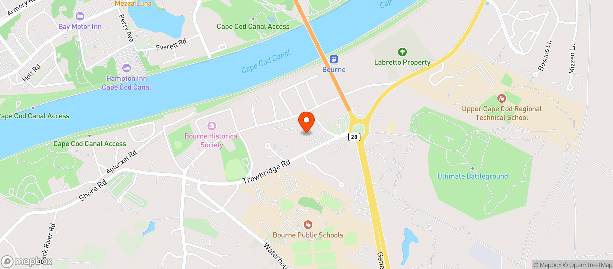 Map showing Bridge View Grill