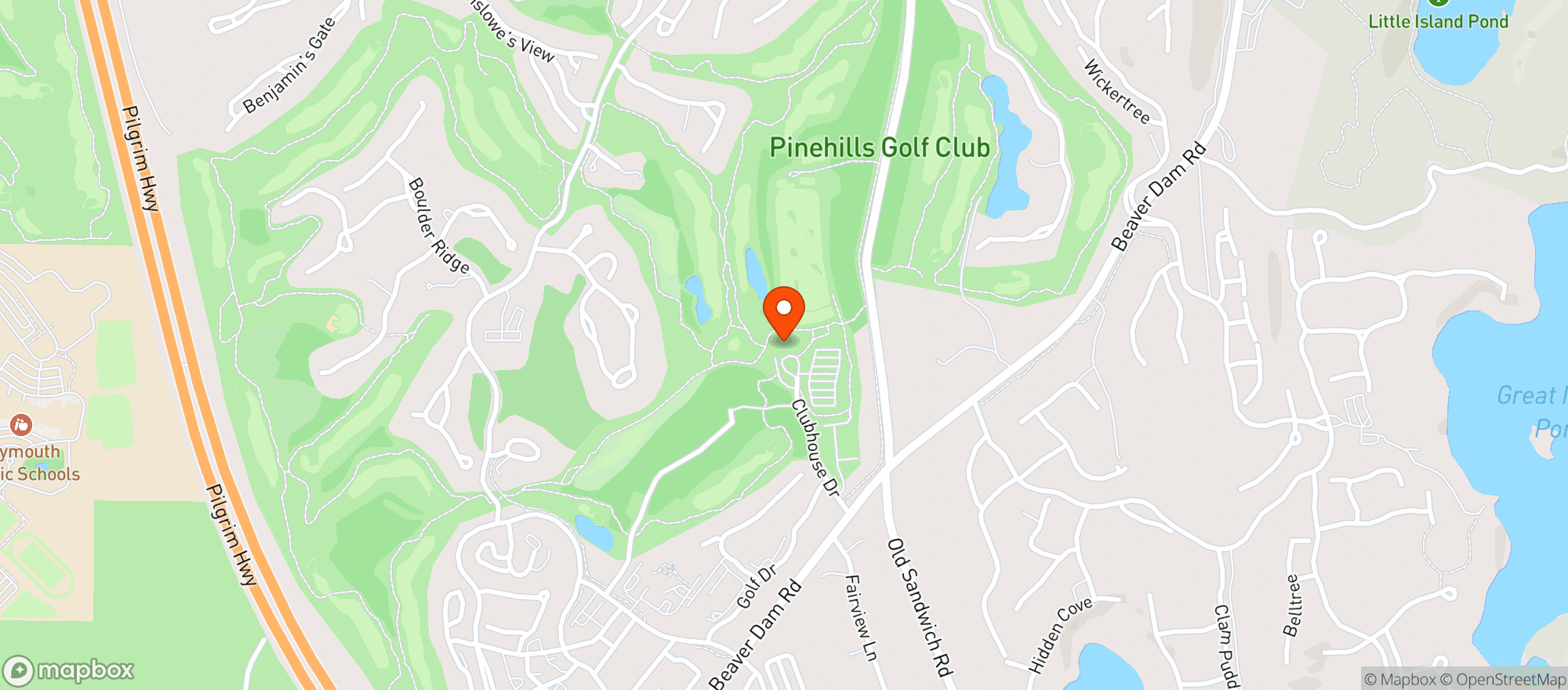 Map showing East Bay Grille