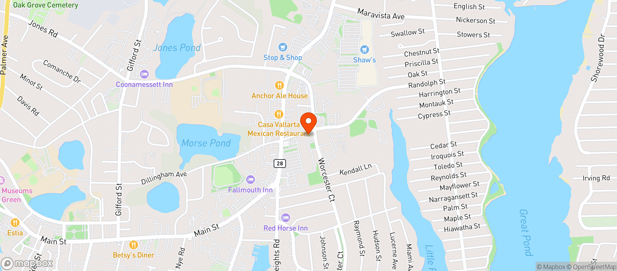 Map showing Kappy's Falmouth Fine Wine & Spirits
