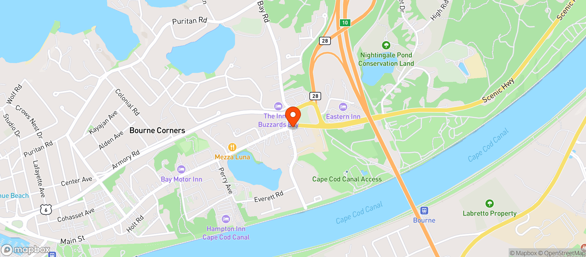 Map showing Bourne Bridge Liquors