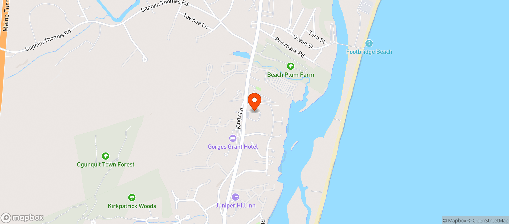 Map showing Ogunquit Lobster Pound