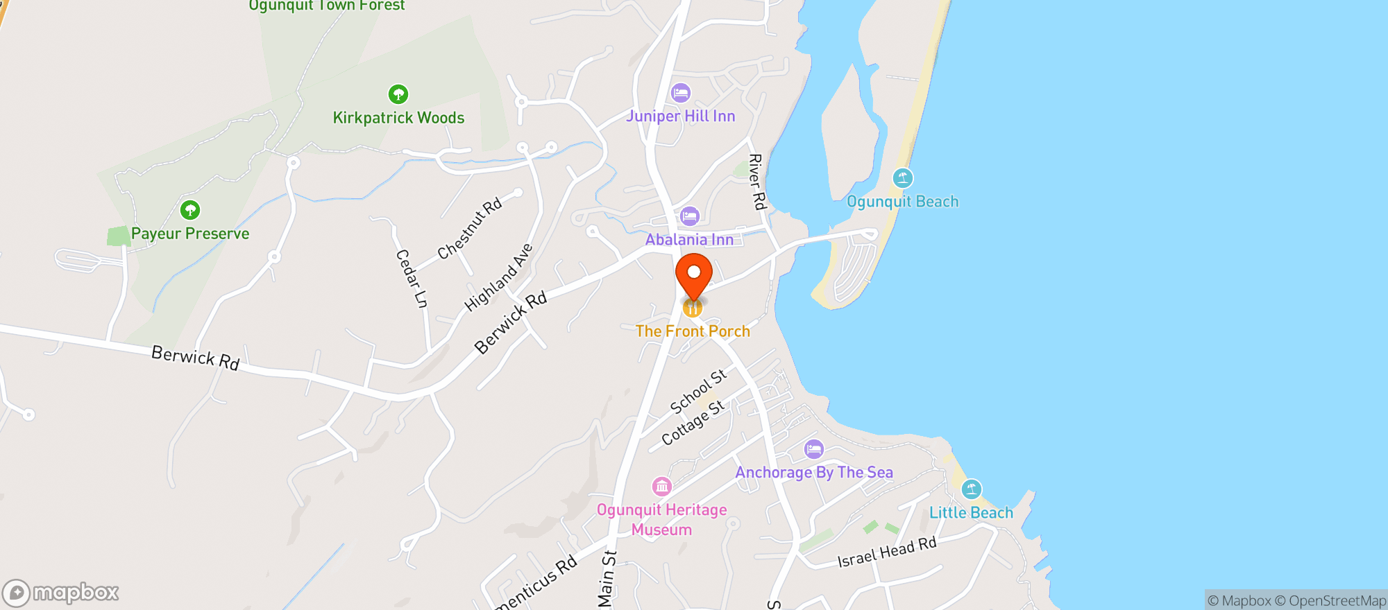 Map showing The Front Porch Piano Bar