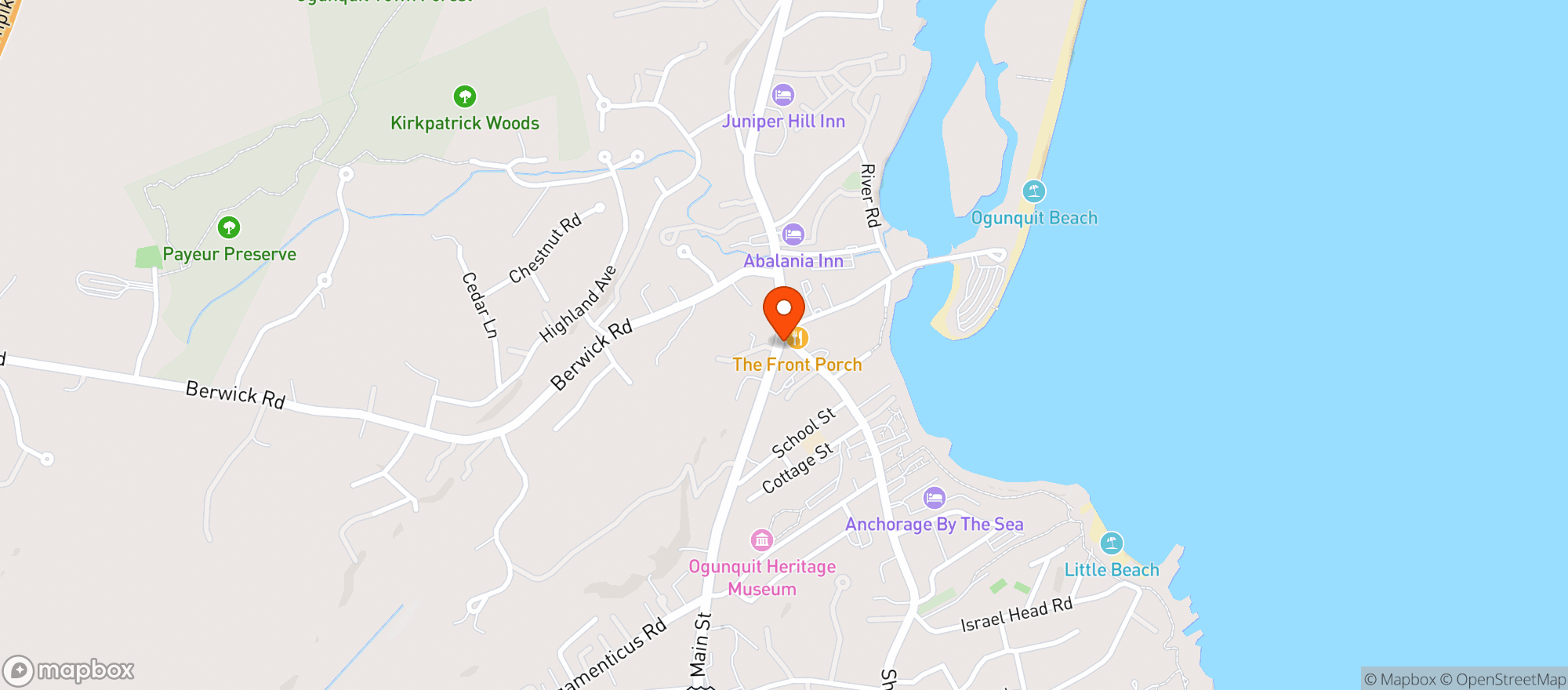 Map showing Crew Ogunquit