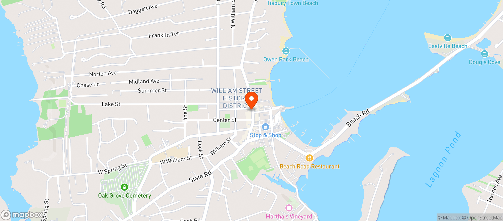 Map showing Ocean Club Restaurant
