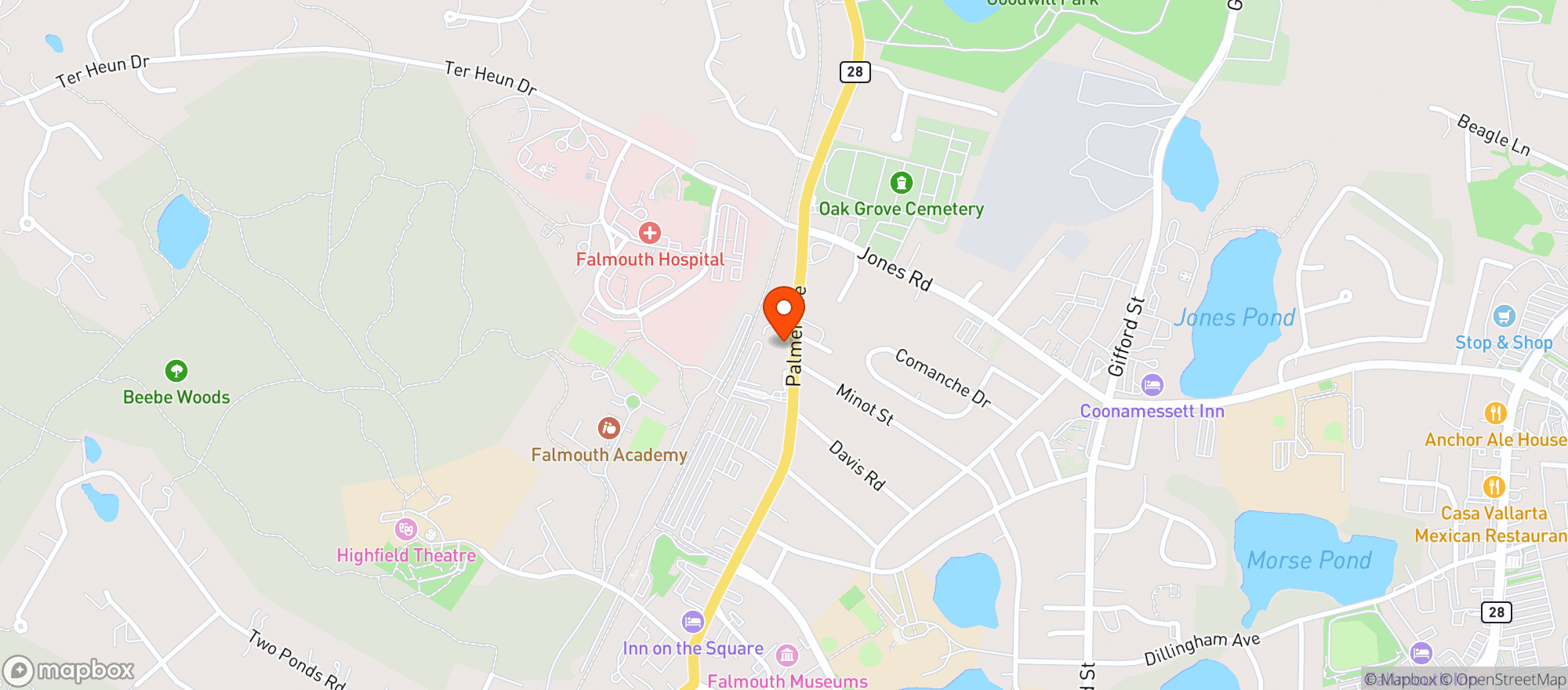 Map showing Falmouth Wine and Spirits