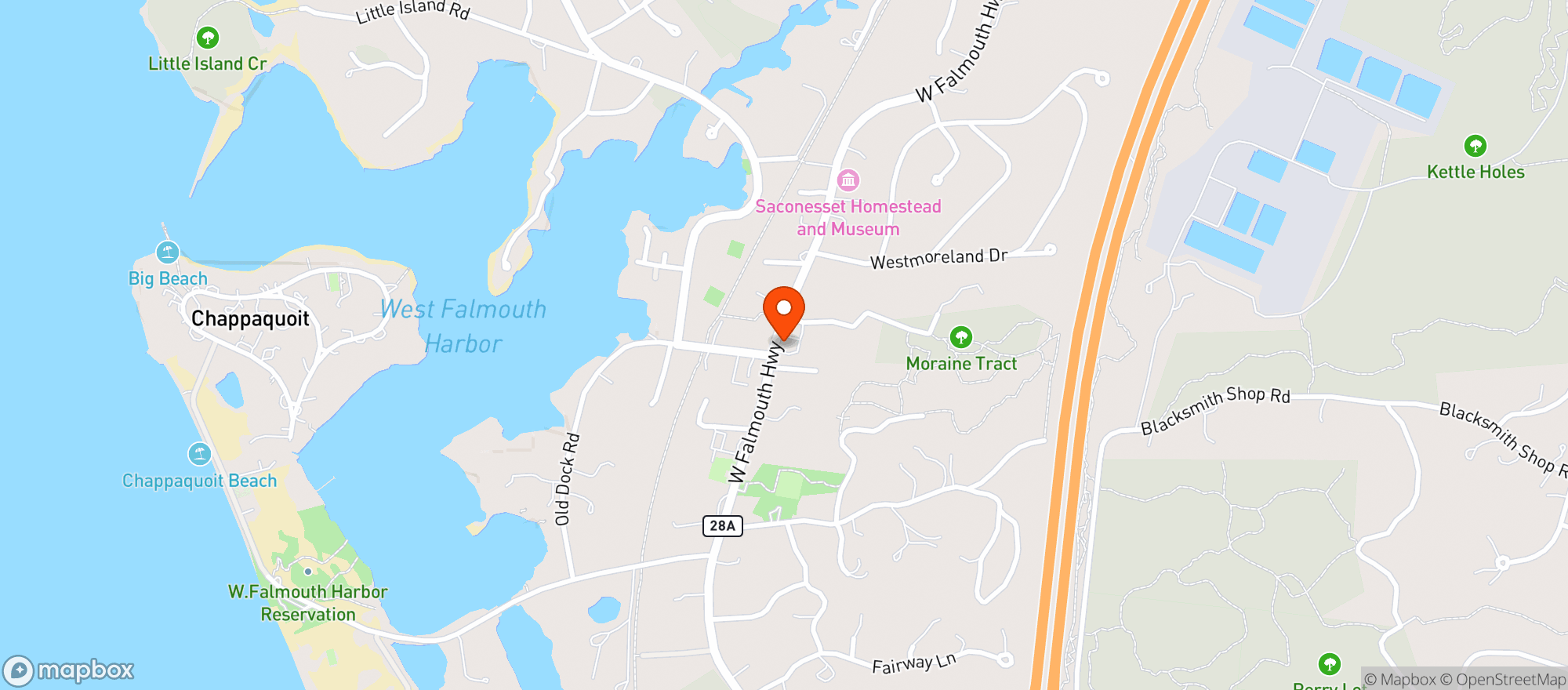 Map showing West Falmouth Market