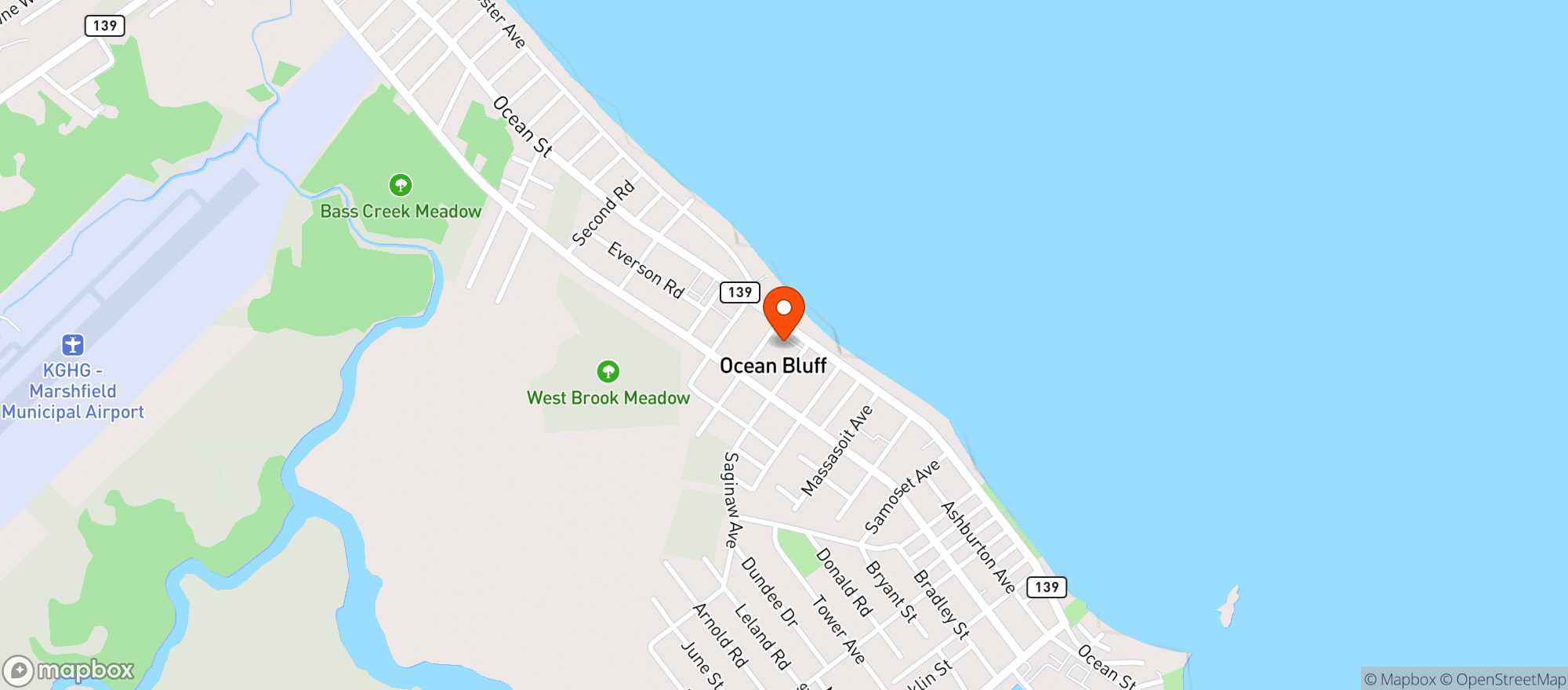 Map showing Ocean Bluff