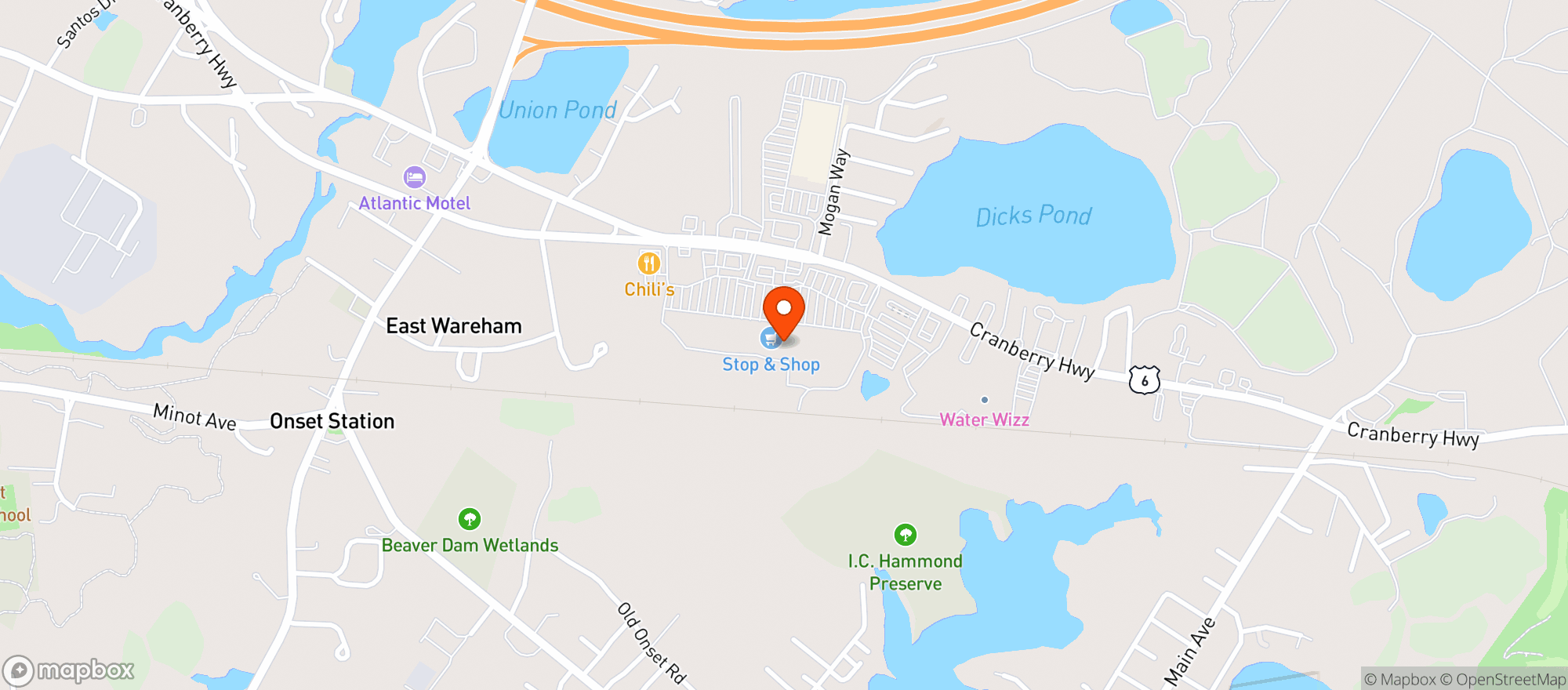 Map showing East Wareham Liquor