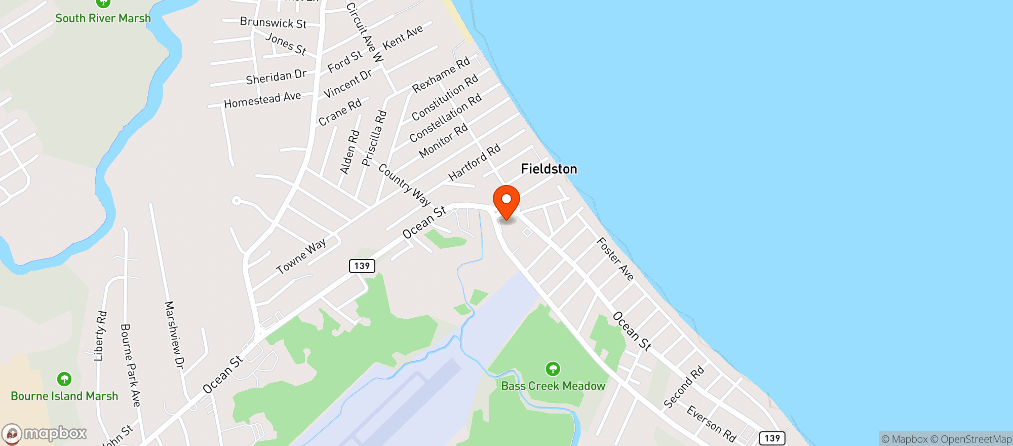 Map showing Ocean Market & liquor