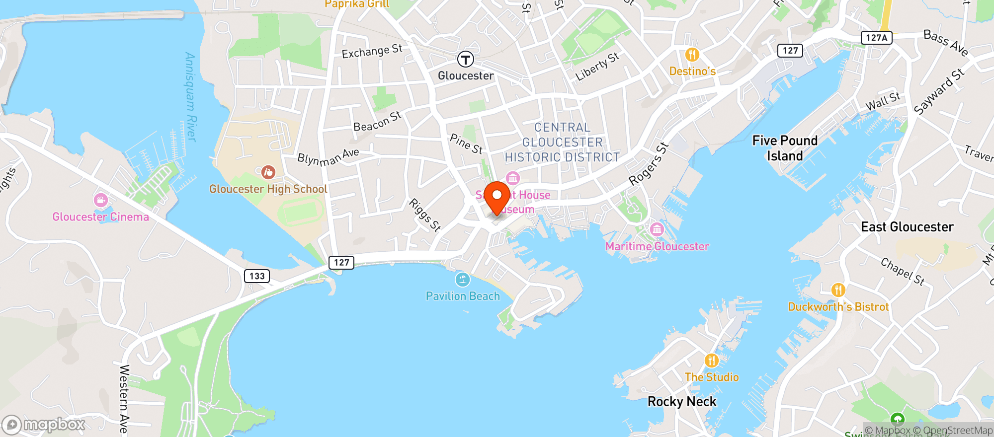 Map showing Cape Ann Convenience Gloucester
