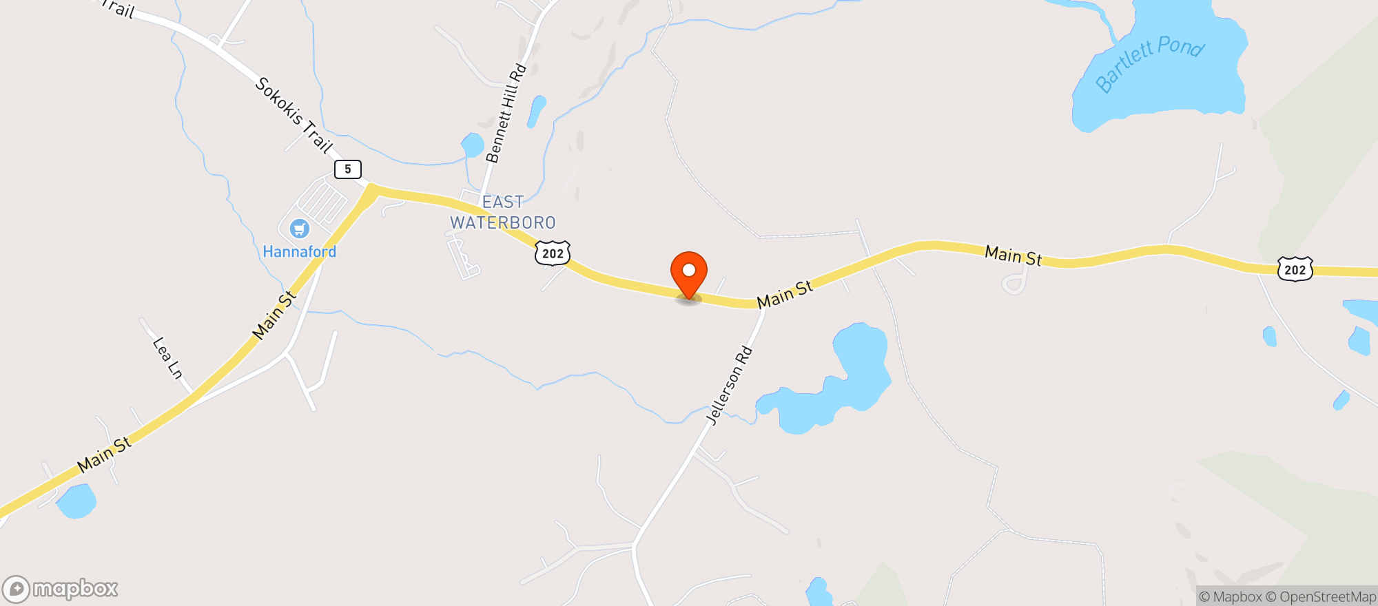 Map showing Waterboro Market & Cafe