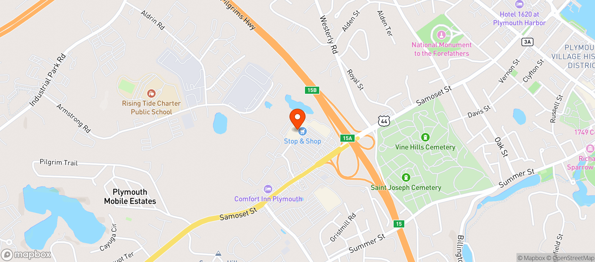 Map showing STOP & SHOP (127 SAMOSET STREET)