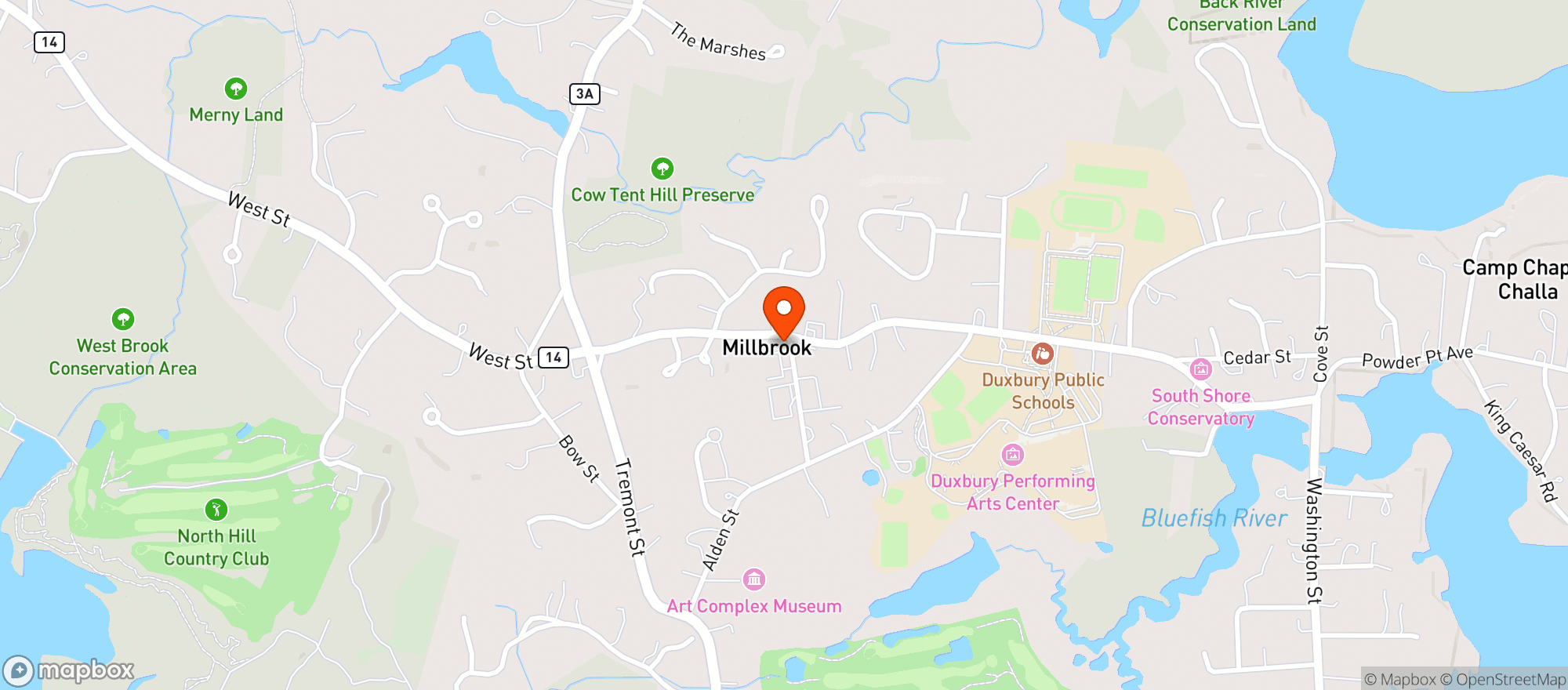 Map showing Duxbury Package