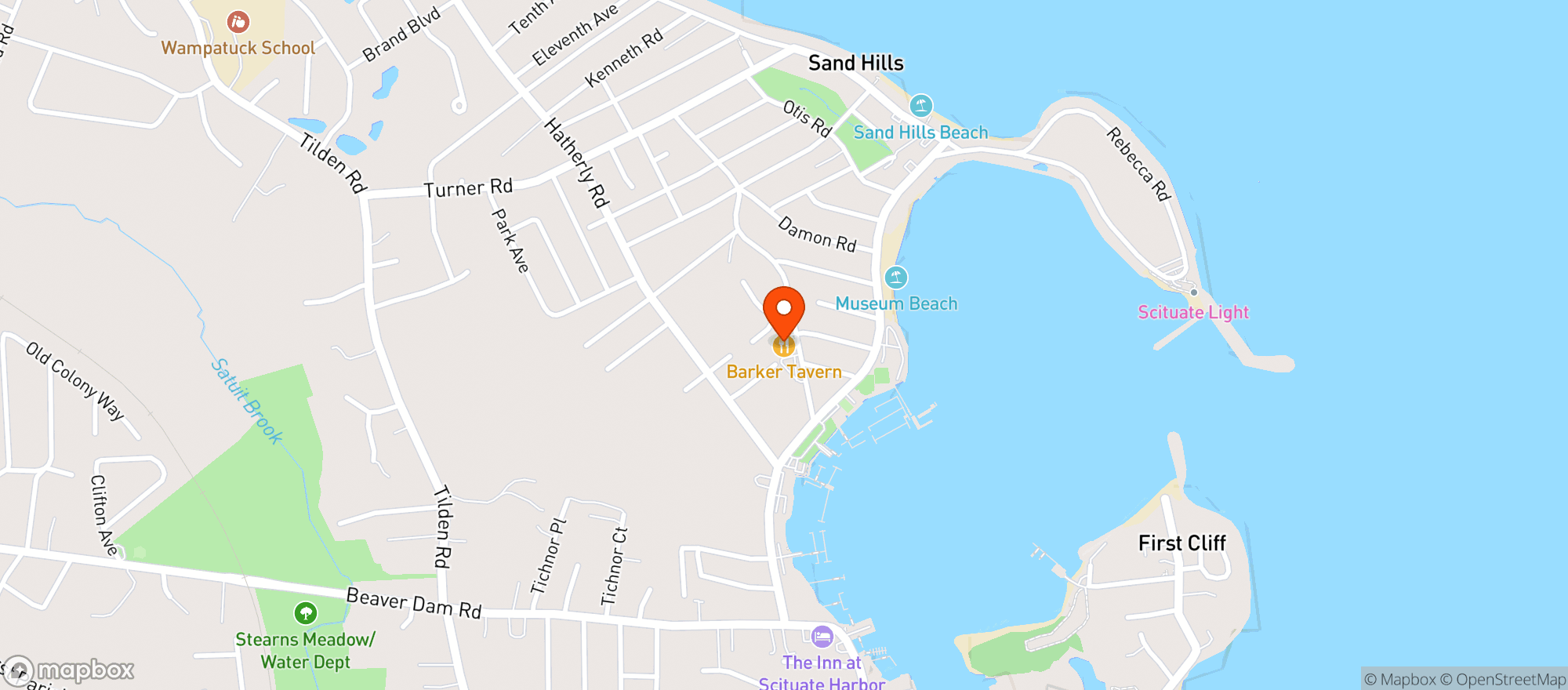 Map showing Barker Tavern