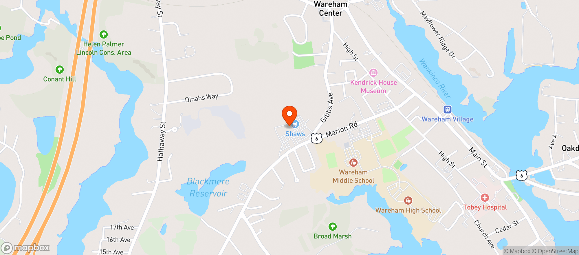 Map showing Shaws - 02653 - Wareham