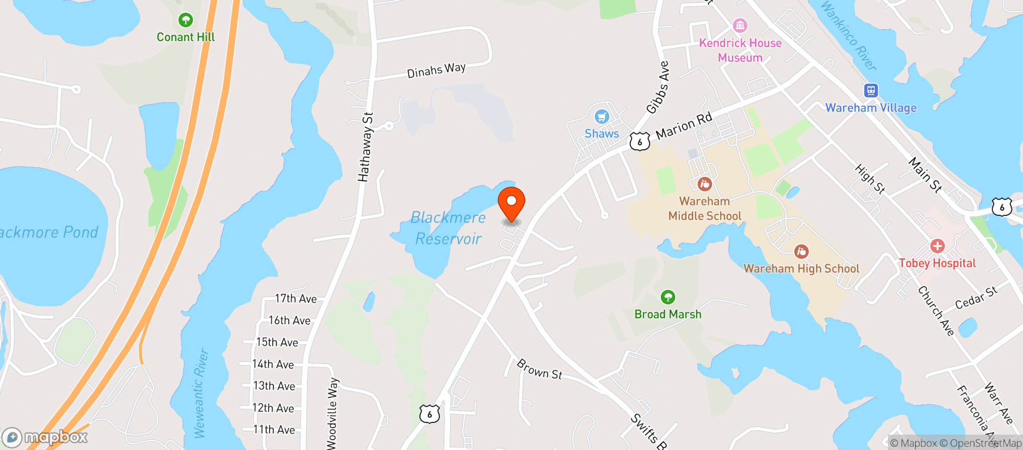 Map showing Browne's Package Store