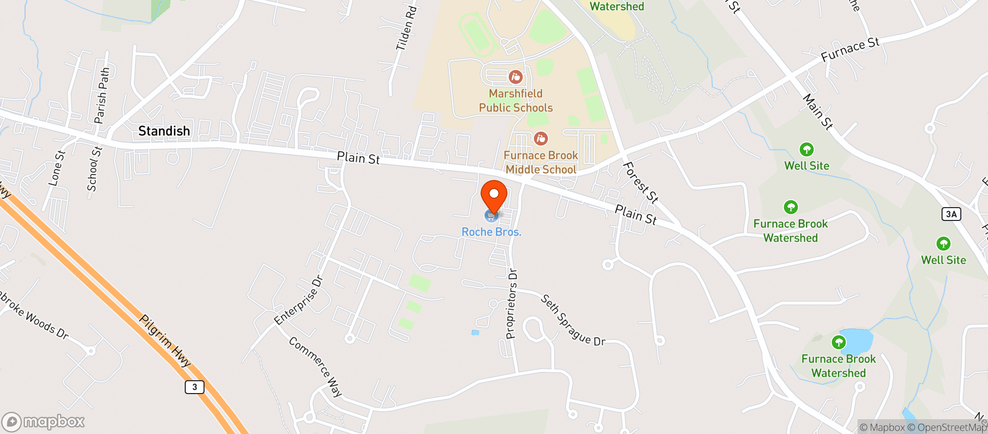 Map showing Roche Brothers Marshfield