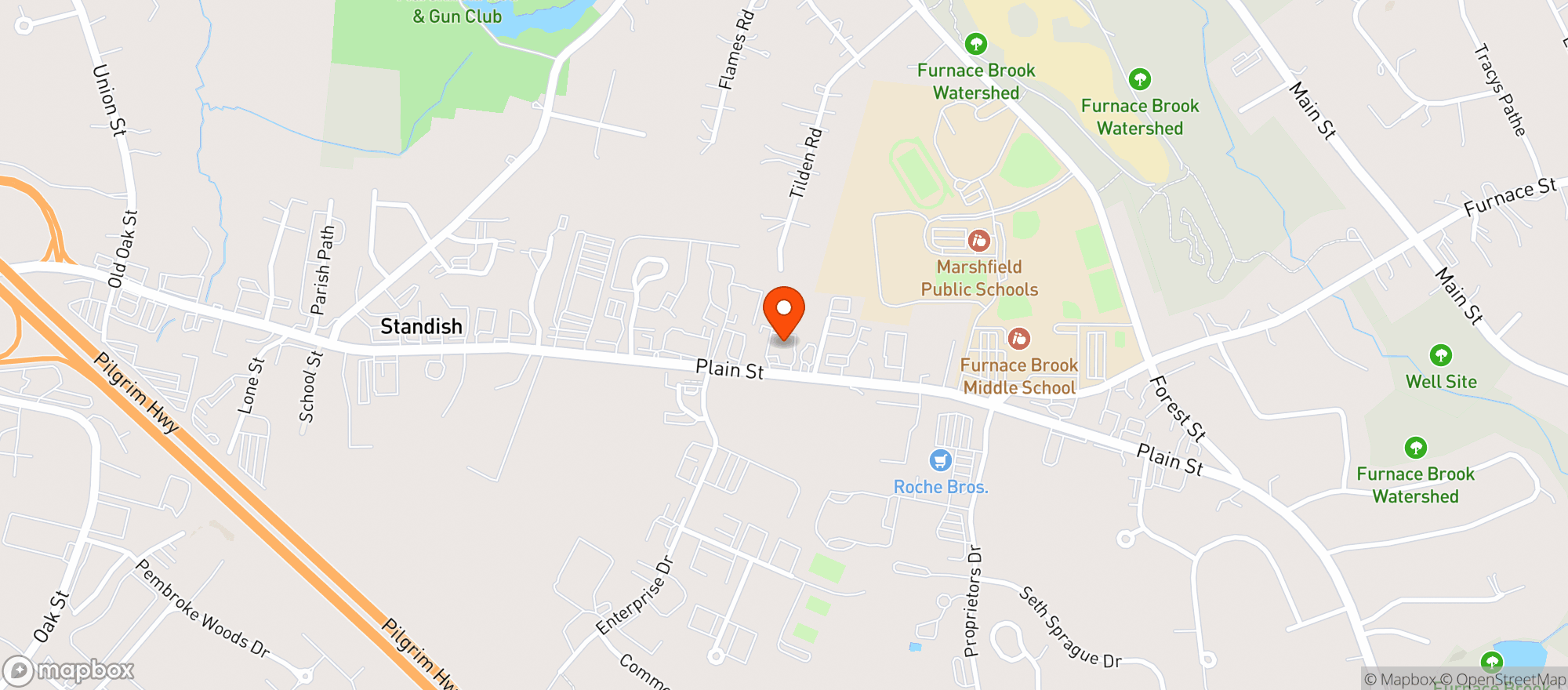 Map showing Blanchards Marshfield