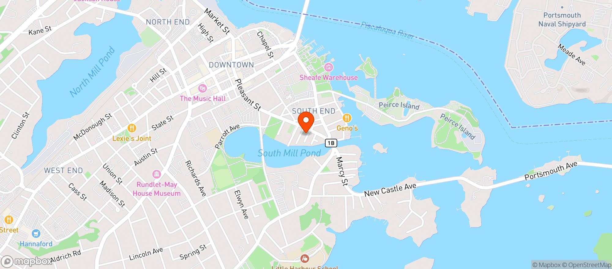 Map showing South Street and Vine