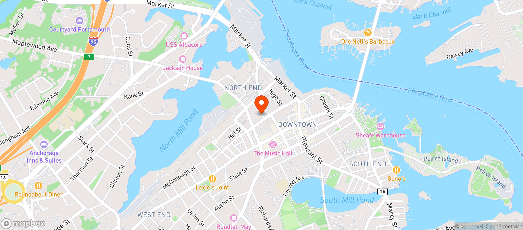 Map showing Row 34 Oyster Bar