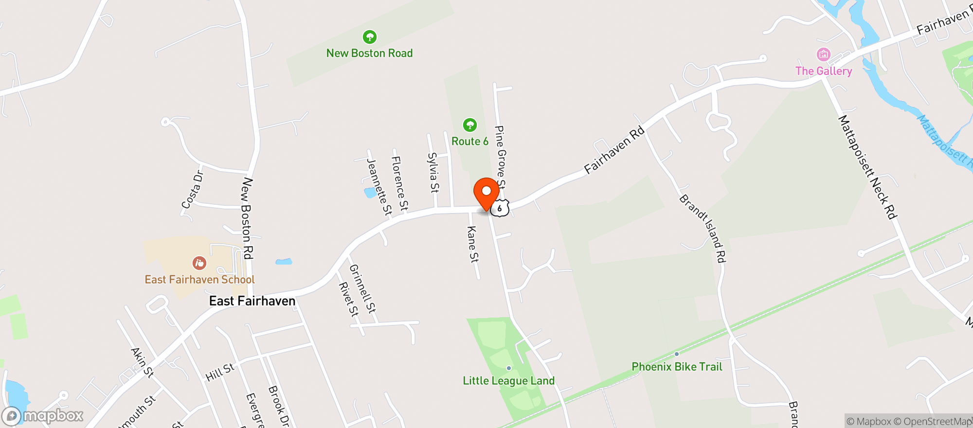 Map showing The Bitter End