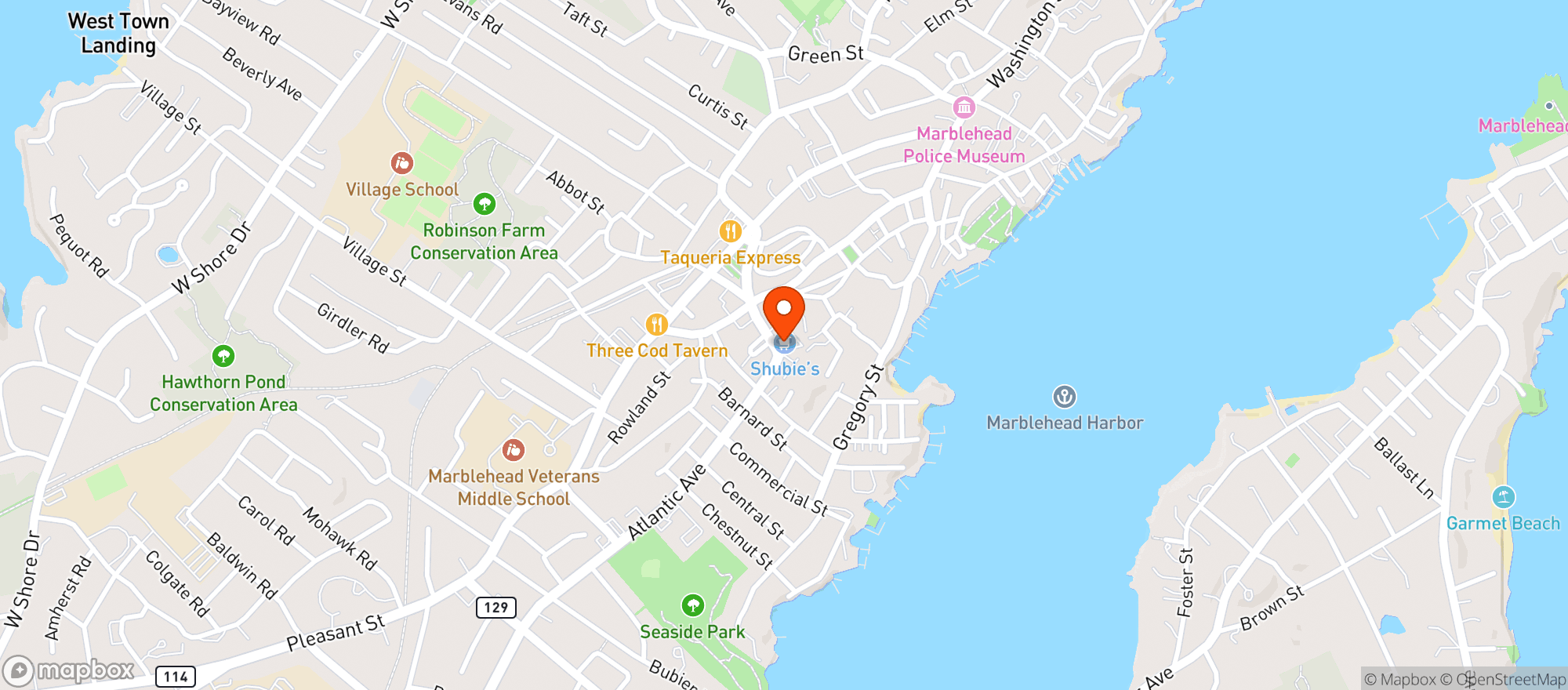 Map showing Shubie's Marketplace