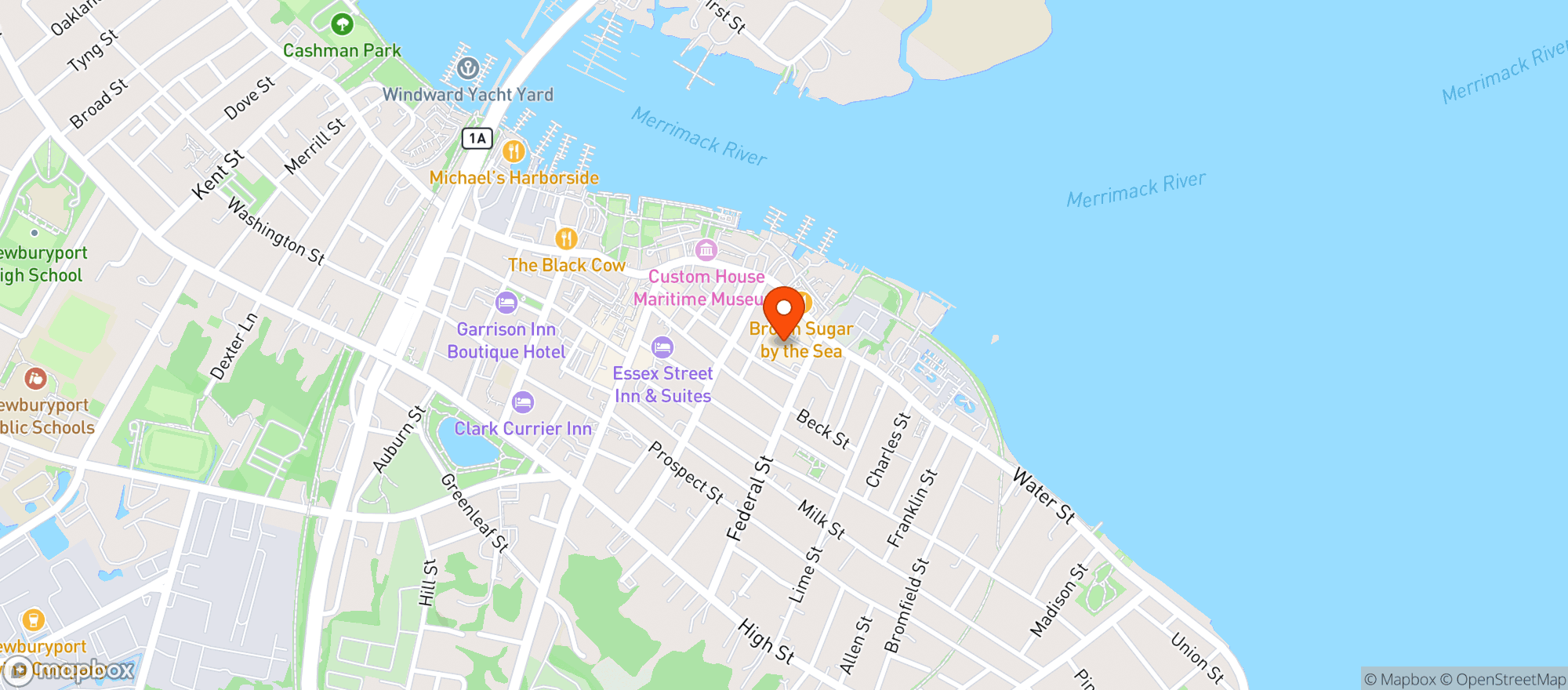 Map showing Black Duck Market and Deli