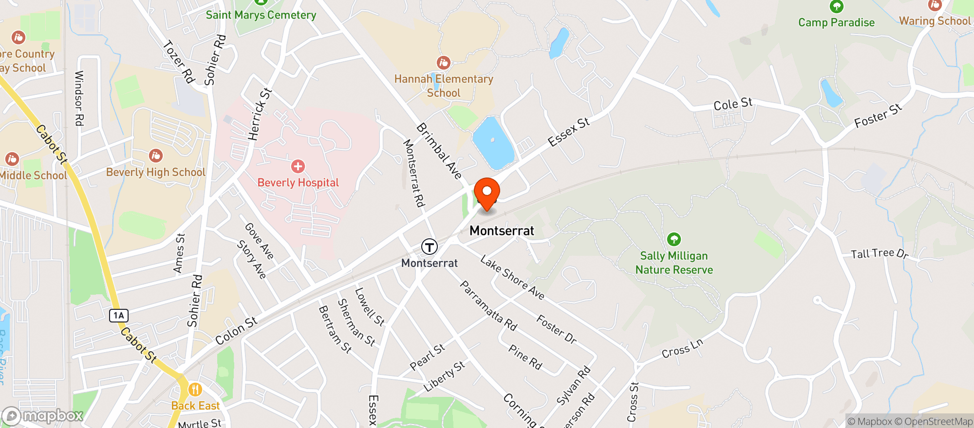 Map showing Beverly Shop 'N Go