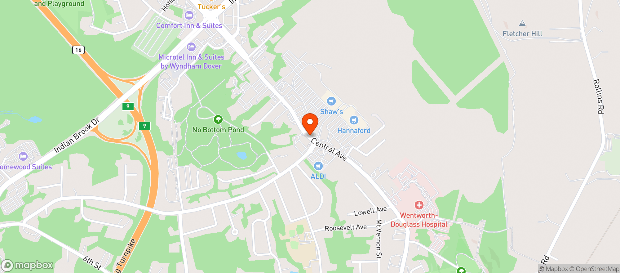 Map showing Shaws
