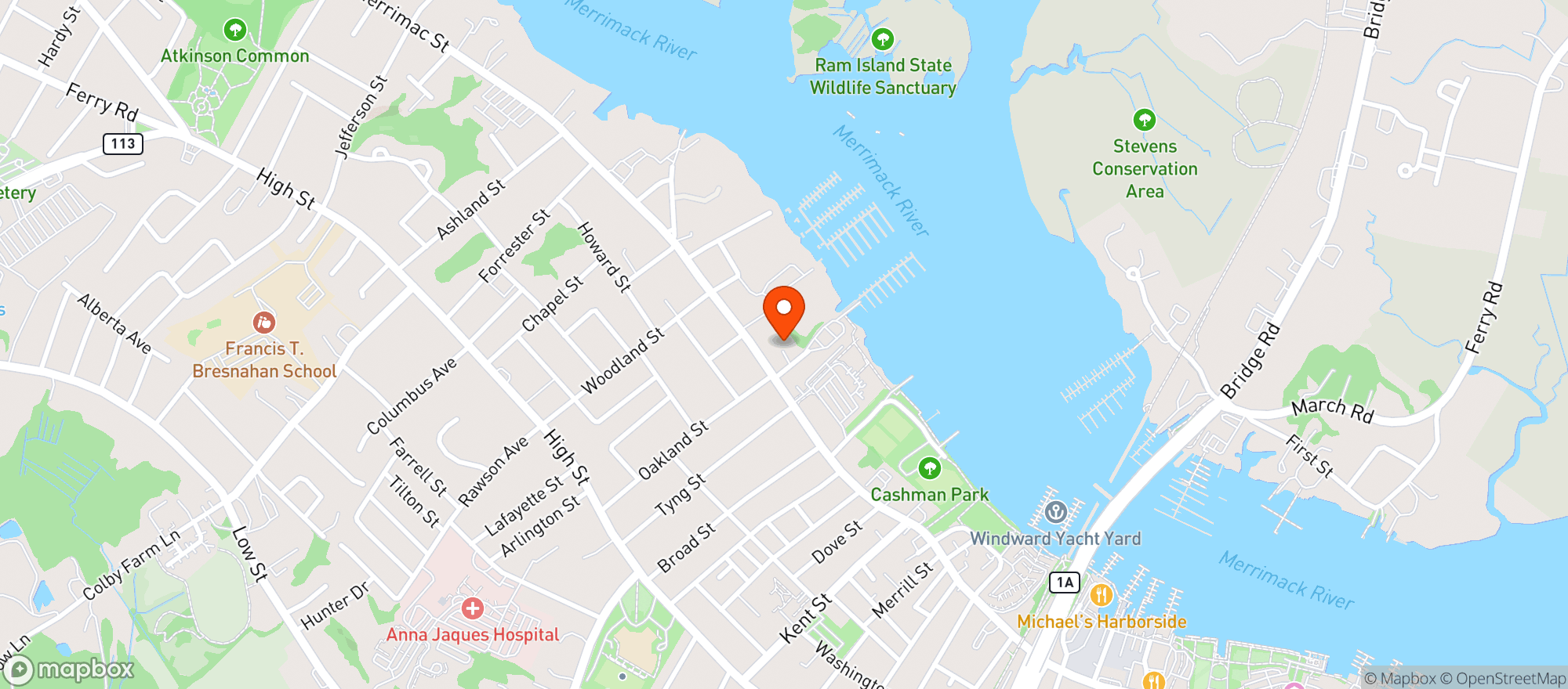Map showing North End Boat Club