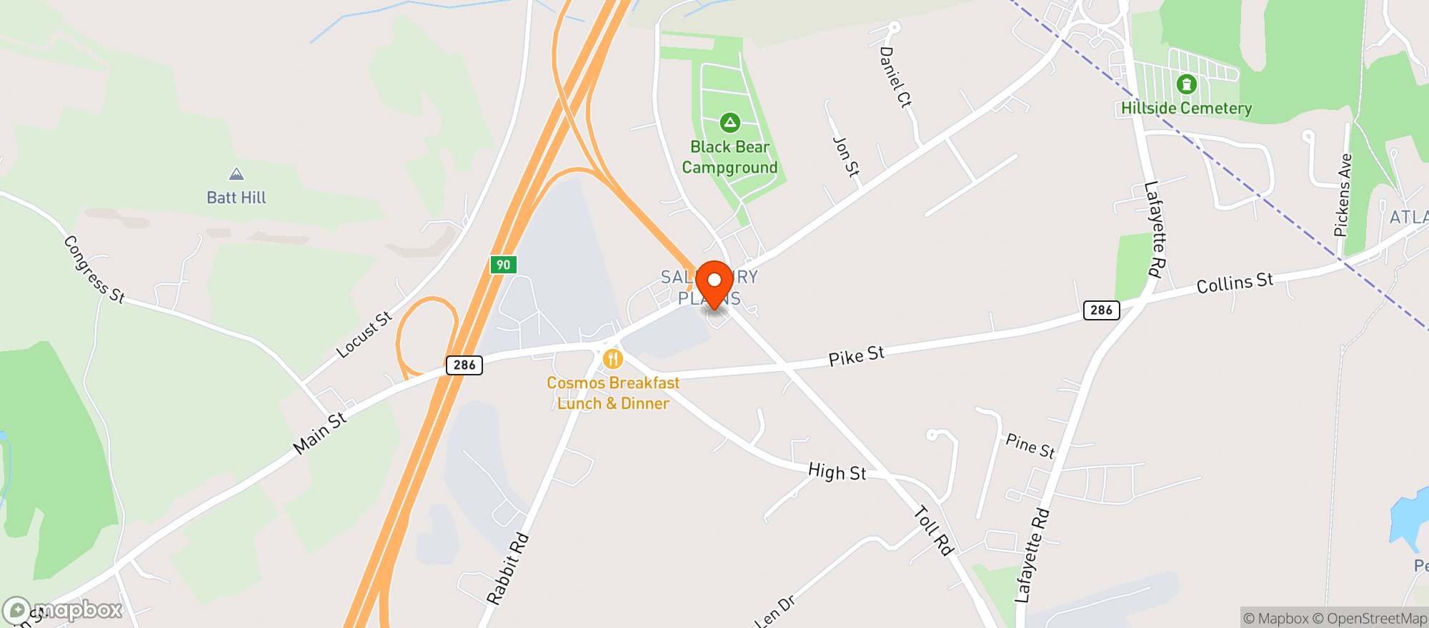 Map showing Stateline Liquors Salisbury