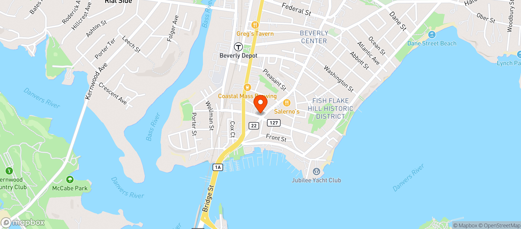 Map showing Schooner Hannah Wine Beverly