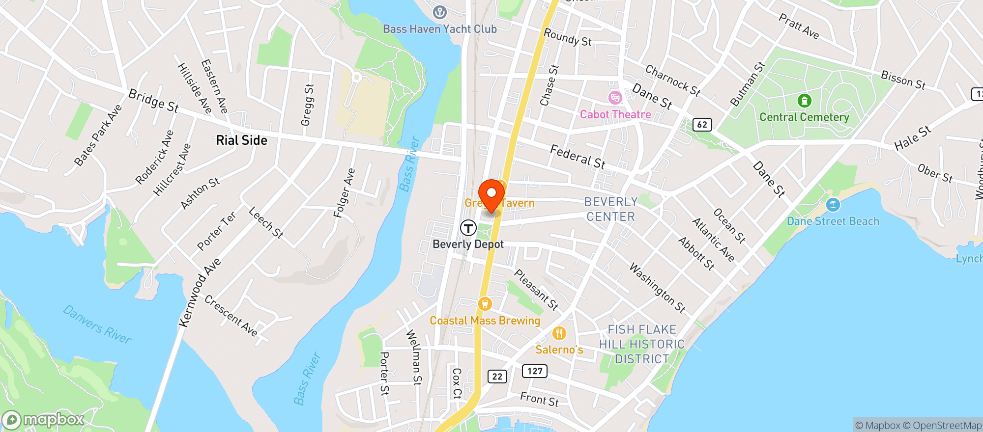 Map showing One Stop Market Rantoul St Beverly