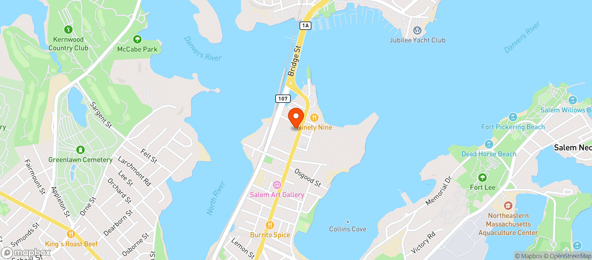 Map showing Cosgrove's Liquors Salem
