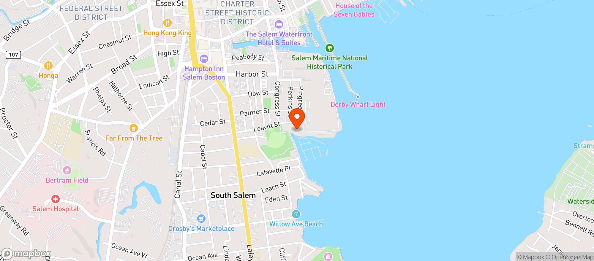 Map showing Palmer's Cove Yacht Club