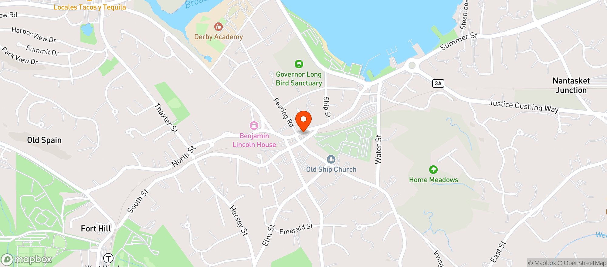 Map showing Hingham Liquors