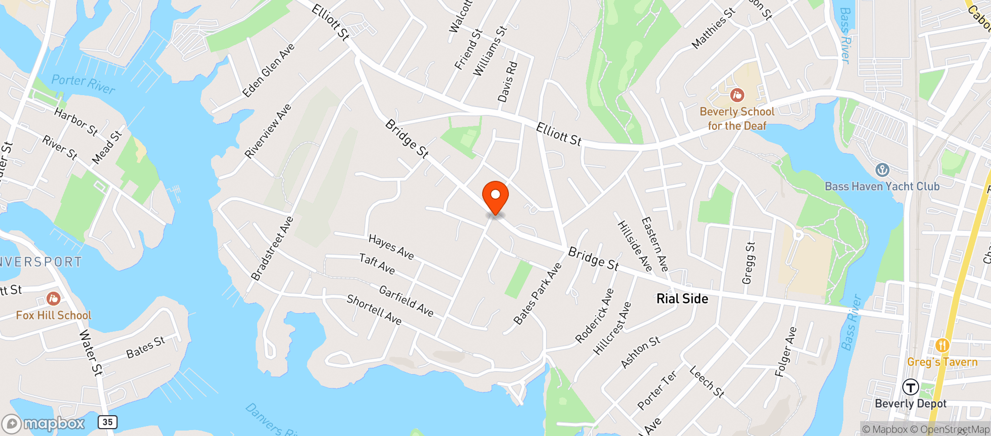 Map showing Ryal Side Liquors Beverly