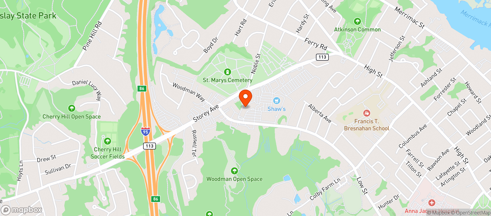 Map showing Shaws