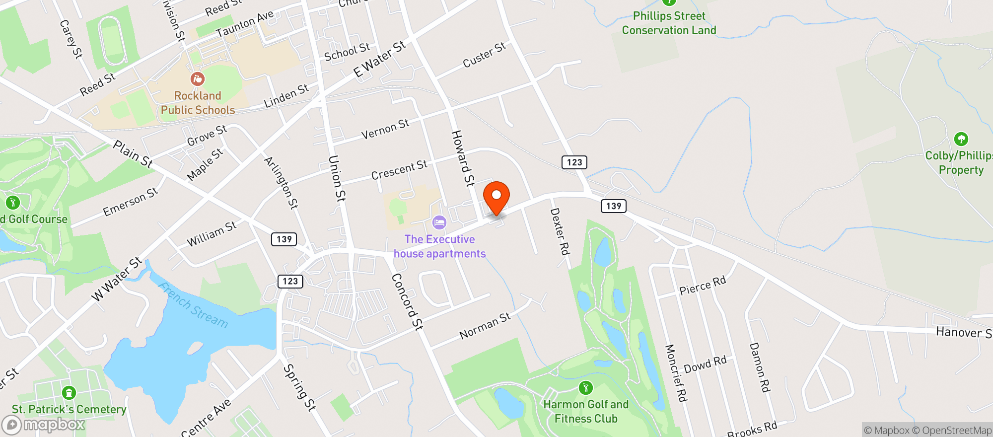 Map showing Rockland Liquors