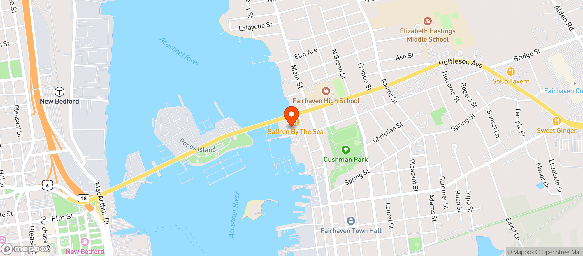 Map showing Seaport Inn & Marina