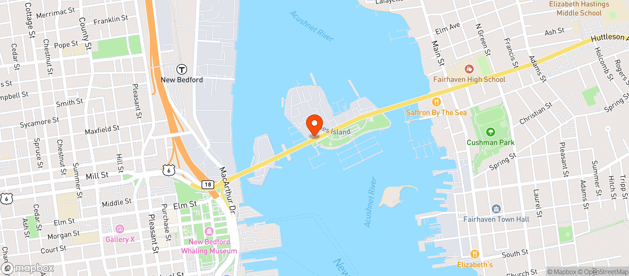 Map showing Fathoms Bar & Grille