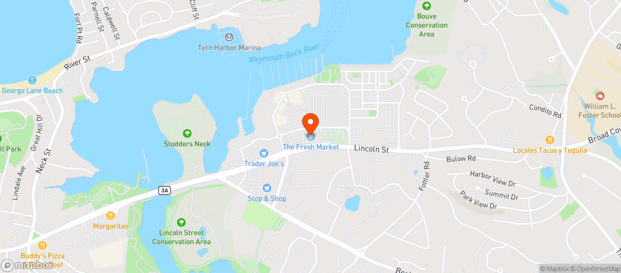 Map showing The Fresh Market (Hingham)