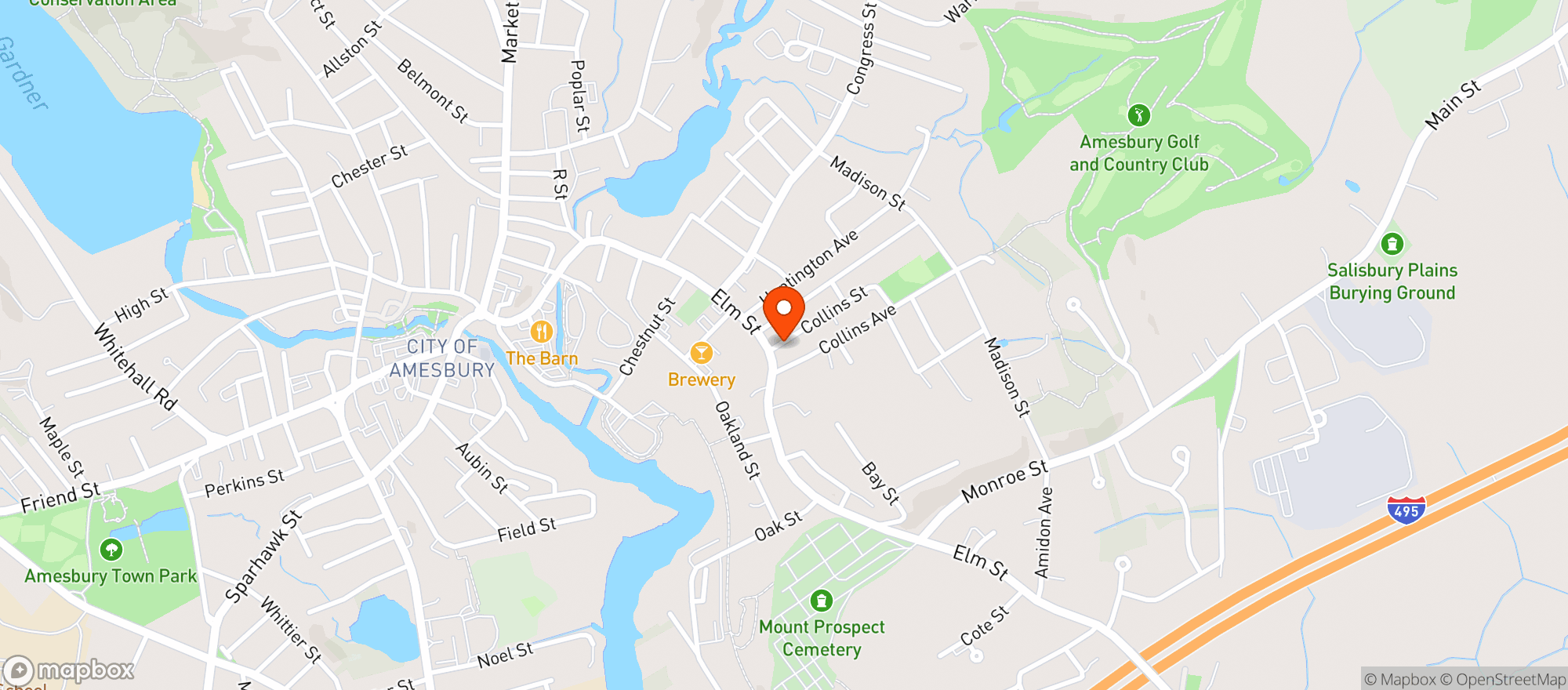Map showing Route 110 Liquors Amesbury