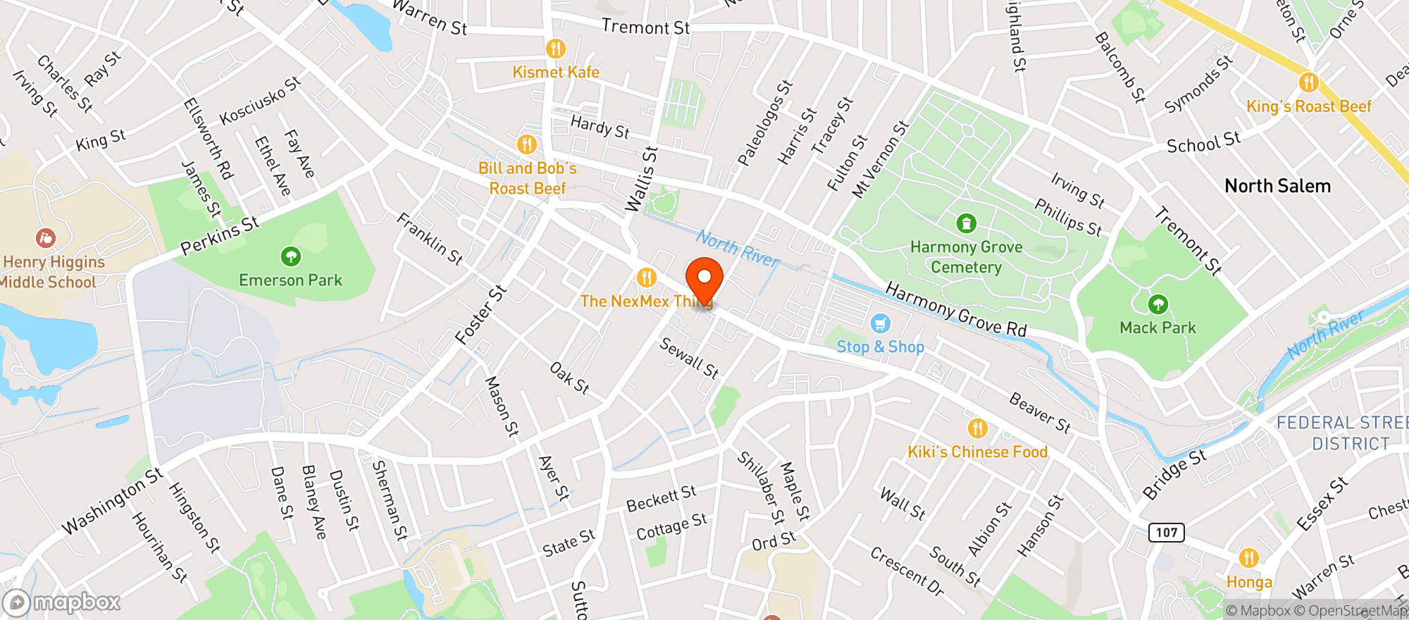 Map showing Main Street Discount Liquors Peabody