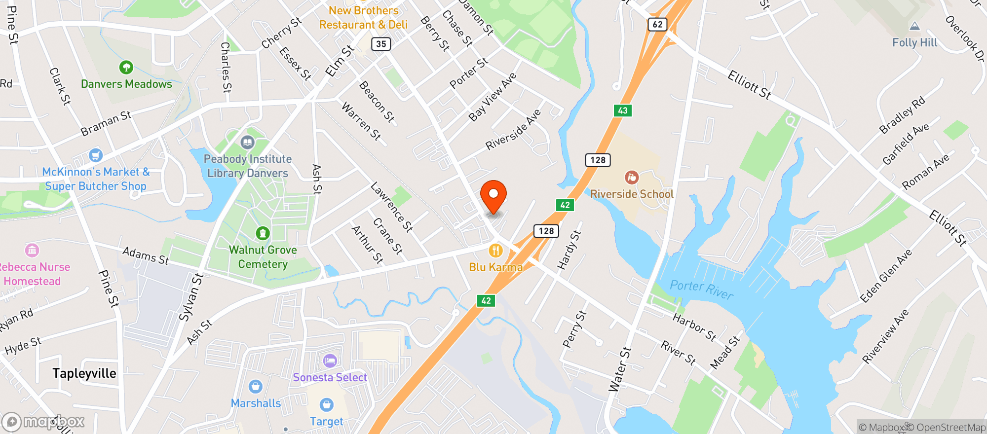 Map showing Danver's Citgo