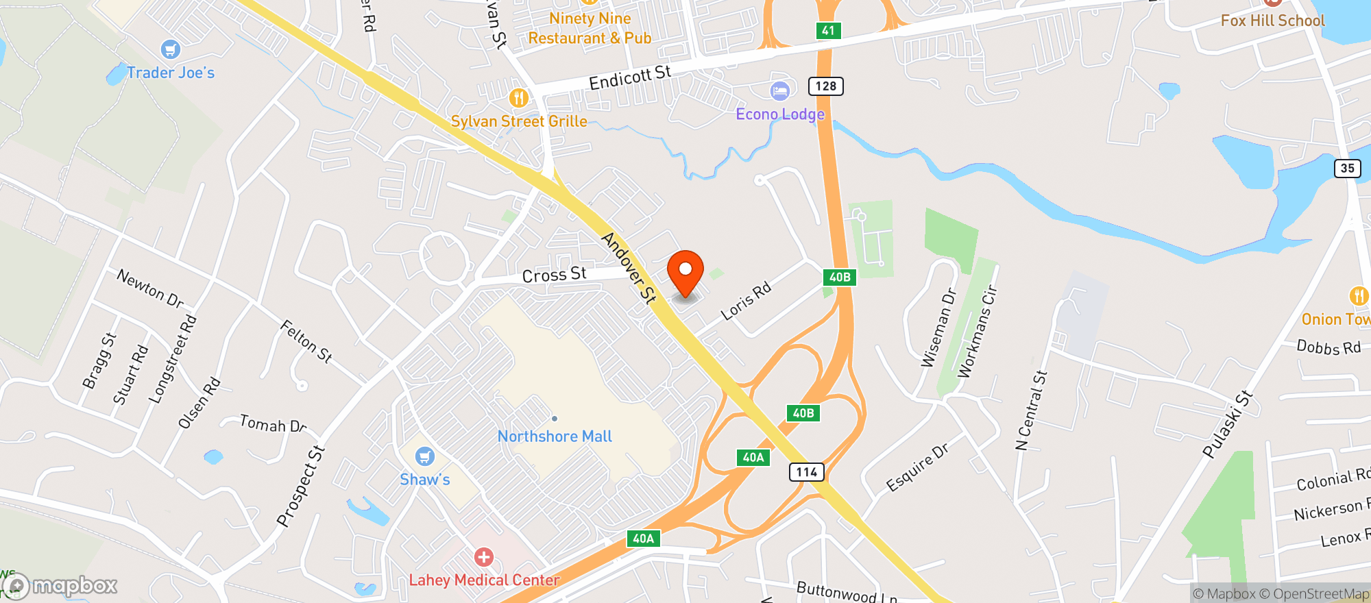 Map showing Kappy's Peabody Fine Wine & Spirits