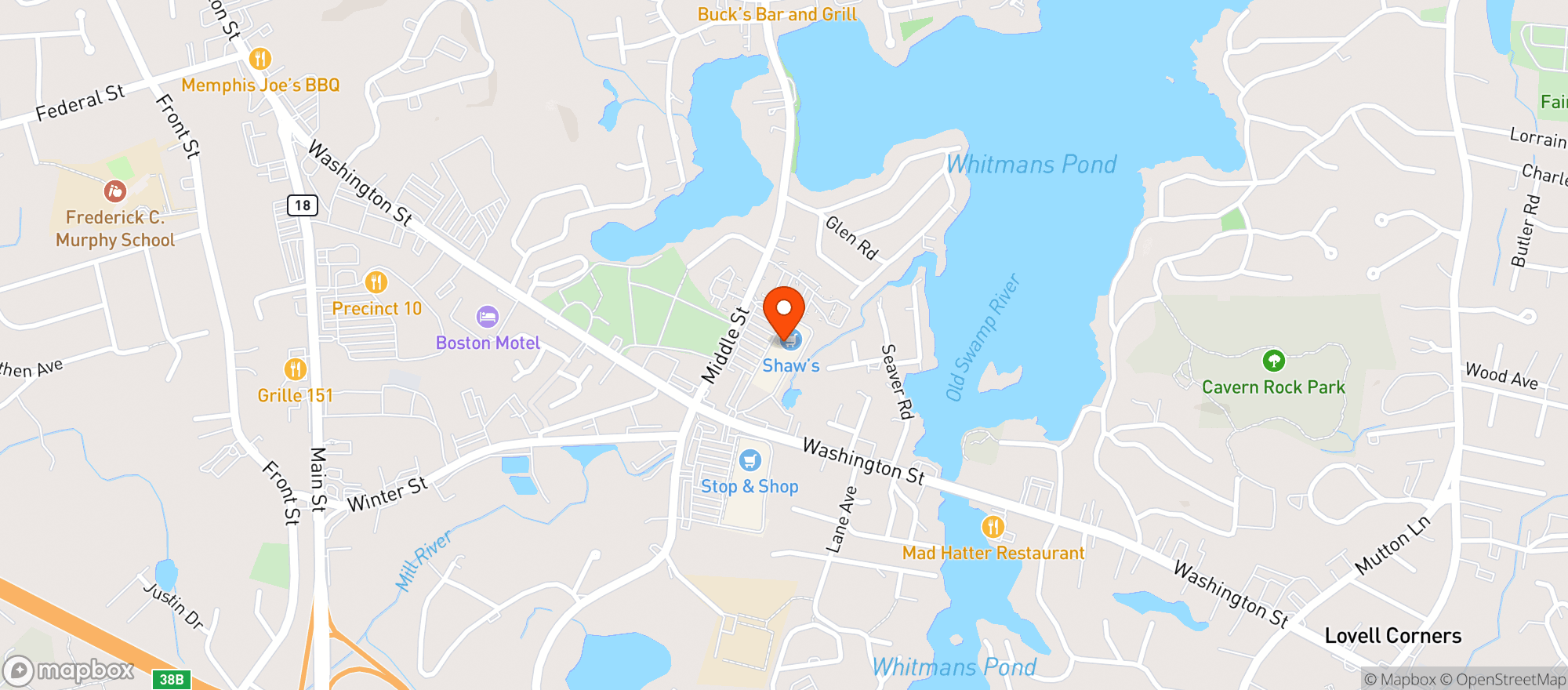 Map showing Shaws Market