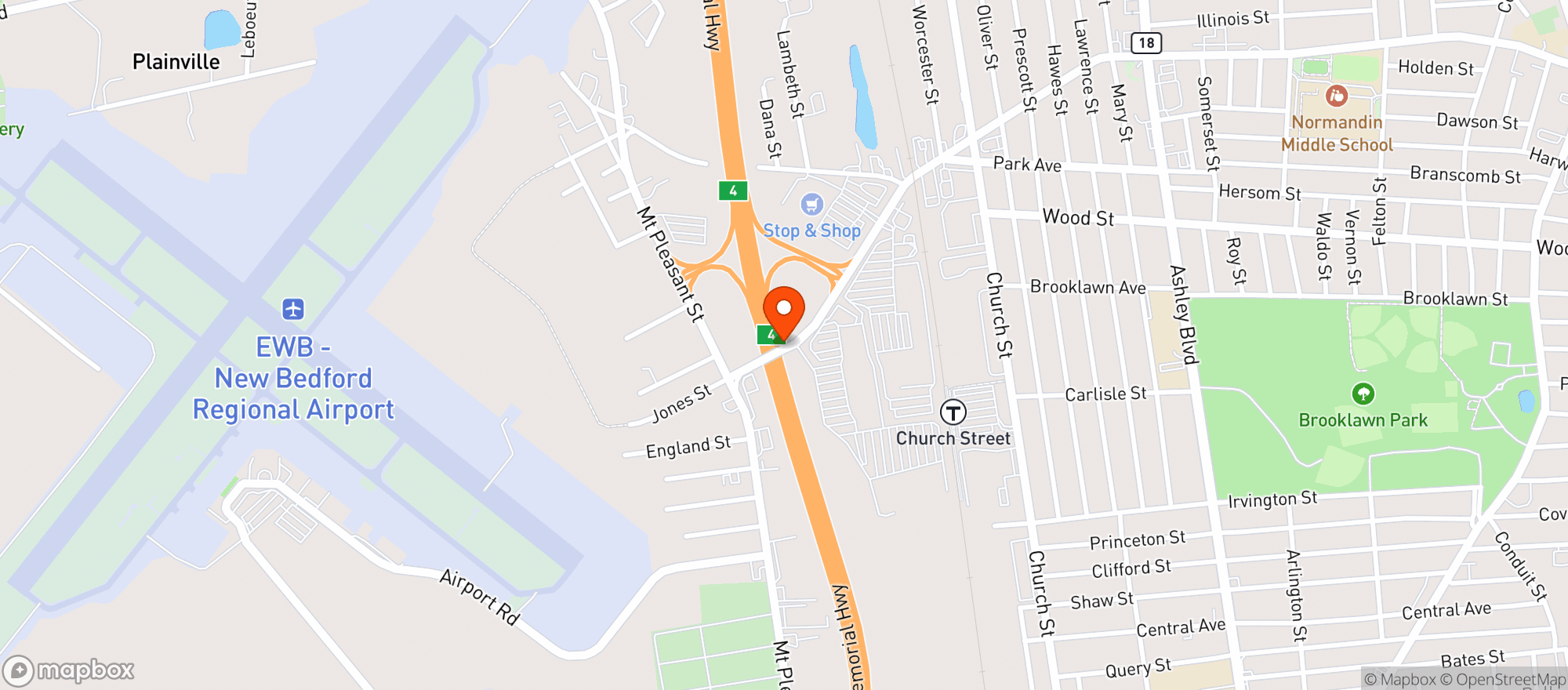 Map showing Stop & Shop - 0070 - New Bedford