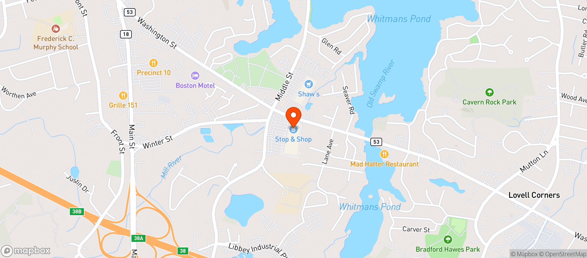 Map showing Stop & Shop - 0487 - Weymouth